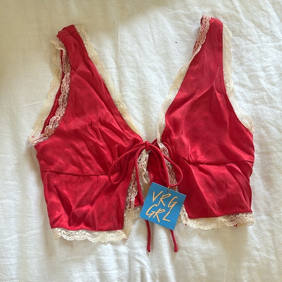 Verge Girl Tops - Red with lace detail Verge Girl Top
